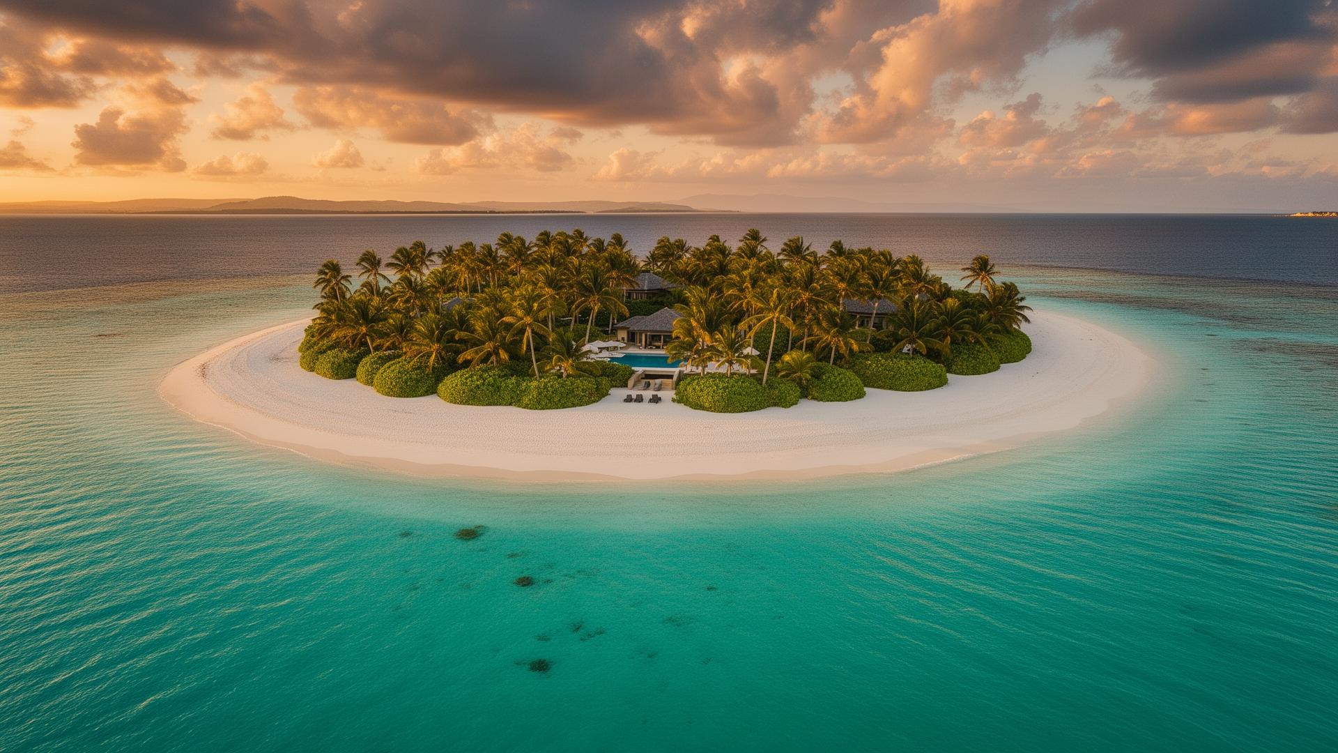 Aerial view of tropical island